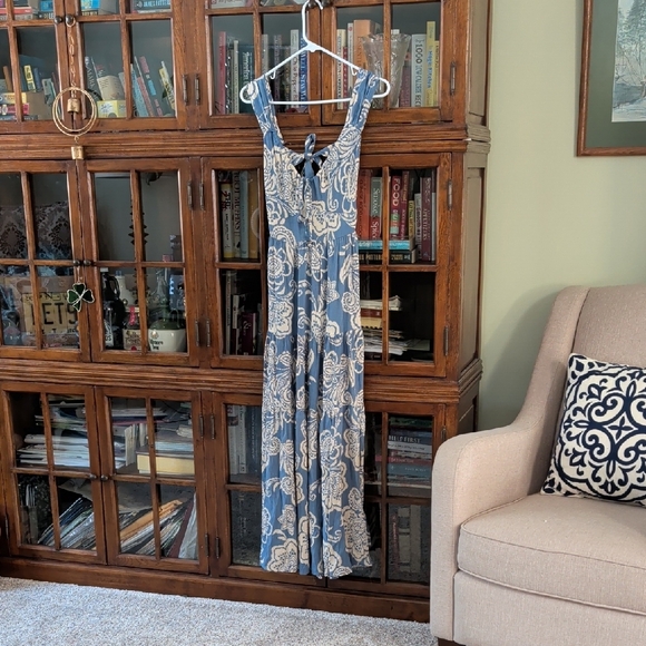 Angie Blue and Cream Paisley Maxi Dress - Picture 2 of 4